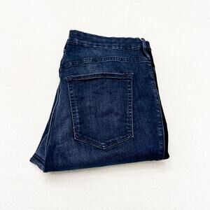 Good American Good Waist Crop Dark Wash Denim Jeans Tuxedo Stripe Size 18